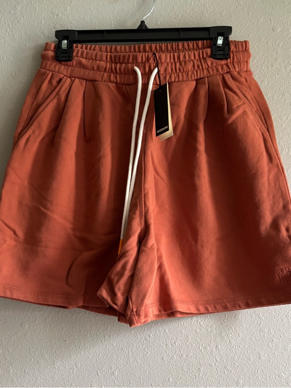 Monrow women Rust Drawstring Sweat Shorts